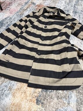 Cynthia Rowley Black and Tan Striped Coat